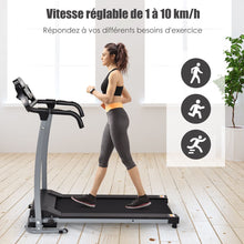 Load image into Gallery viewer, Tapis de Course lectrique Pliable avec cran et Moniteur de Frquence Cardiaque avec Vitesse de 1  10 km/h et 12 Programmes Noir -