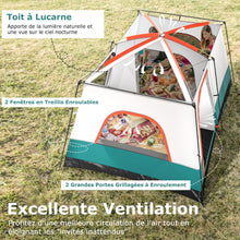 Load image into Gallery viewer, Tente de Camping pour 6/8/10 Personnes avec Auvent Grande Tente Familiale avec 2 Chambres 2 Portes 2 Fenêtres en Maille Vert -