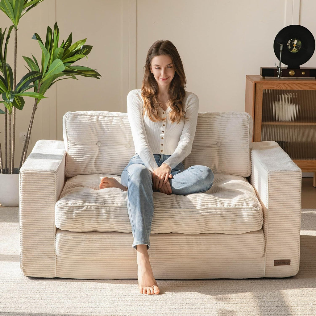 MAXYOYO Canapé-lit Convertible, Matelas Pliable Adulte Convertible Canapé-lit avec 2 Oreillers, Lit d'Appoint Surface de Couchage 101x196CM, Canapé pour Salon, Chambre à Coucher