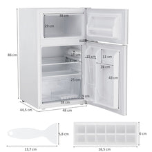Load image into Gallery viewer, Réfrigérateur Compact Mini-réfrigérateur 90 L Congélateur Séparé avec Design à 2 Portes Lumière LED Grand Angle Blanc -