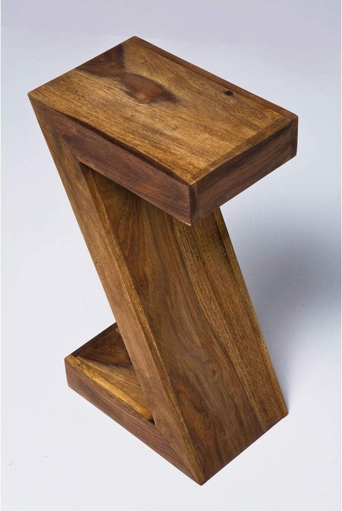 Kare Design Table d'Appoint Z Authentico, Marron, Bois Massif, Table de Salon, Meuble, Deco Intérieur, Décoration Chambre, Salon, Maison, 55x30x20 cm (H/L/P)