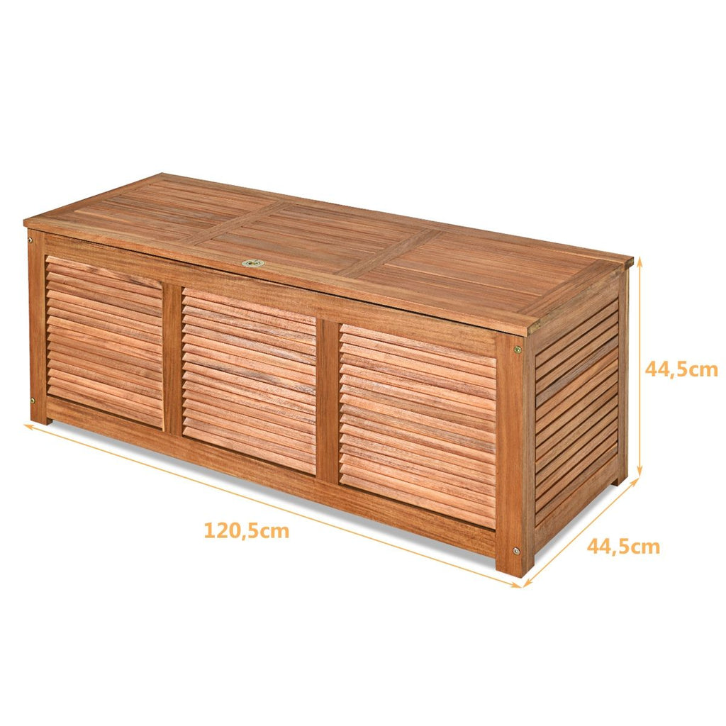 Malle en Bois d’Acacia Coffre Boîte de Rangement 120 x 45 x 45 cm Charge Max 150KG pour Terrasse Jardin ou Cour Nature -