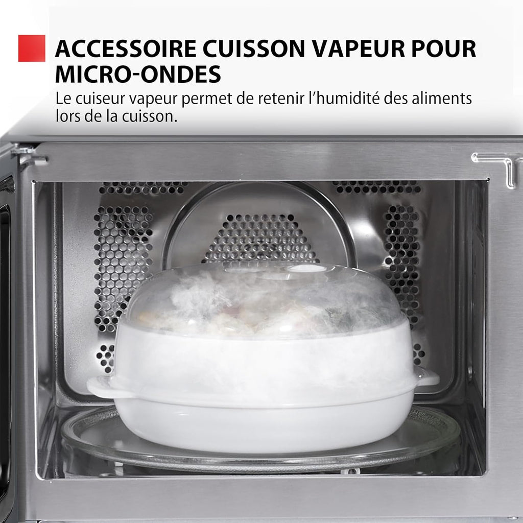 Toshiba MW3-AC26PFI(MG) Four à Micro-ondes 26L Air chaud combiné, 6-en-1 900W avec Cuiseur Vapeur en Gris Morandi, 6 Programmes 10 Niveaux de Puissance, 10 Menus Automatiques