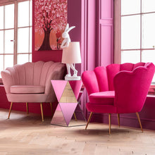 Load image into Gallery viewer, Kare Design Table d'Appoint Luxury Triangle, Miroir, Bois MDF Laqué, Table de Chevet, Table de Nuit, Table de Salon, Meuble, Deco Intérieur, Décoration Chambre, Maison, 54x32x32cm (H/L/P)