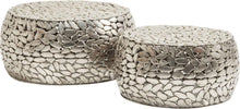 Load image into Gallery viewer, Kare Design Table Basse Pebbles Deluxe, Acier, Argent, Diamètre 66 / 56 cm, Table Basse Salon lot de 2, Meuble, Deco Intérieur, Decoration Chambre, Maison