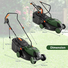 Load image into Gallery viewer, Tondeuse à Gazon Électrique Filaire 1500 W 4015 TR/Min Boîte de Collecte 35 L 3 Hauteur Réglables 25-65 MM Largeur de Coupe 34 CM Vert -