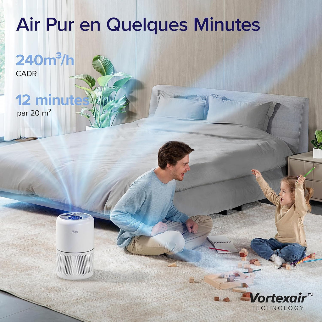 LEVOIT Purificateur d'Air HEPA Intelligent contre Allergie Pollen & Graminée, Purifier jusqu'à 50㎡, Surveille La Qualité de l'Air, Contrôle par App Alexa, 22dB Silencieux, Core 300S