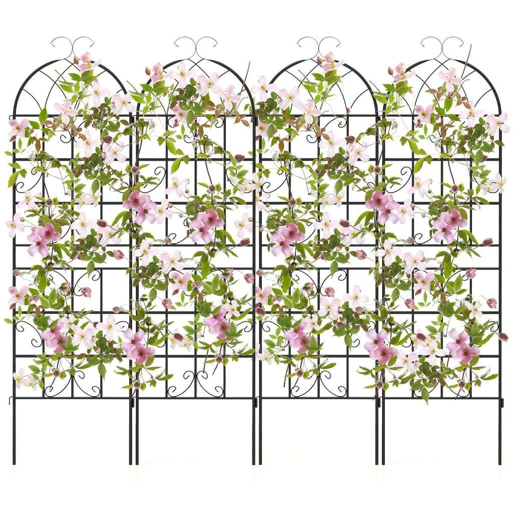 Lot de 4 Treillis de Jardin en Métal 180 x 50 cm Clôture Décorative pour Plante Grimpante Grille Fleurs Antirouille pour Jardin Cour Patio Noir -