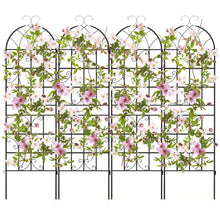 Load image into Gallery viewer, Lot de 4 Treillis de Jardin en Métal 180 x 50 cm Clôture Décorative pour Plante Grimpante Grille Fleurs Antirouille pour Jardin Cour Patio Noir -
