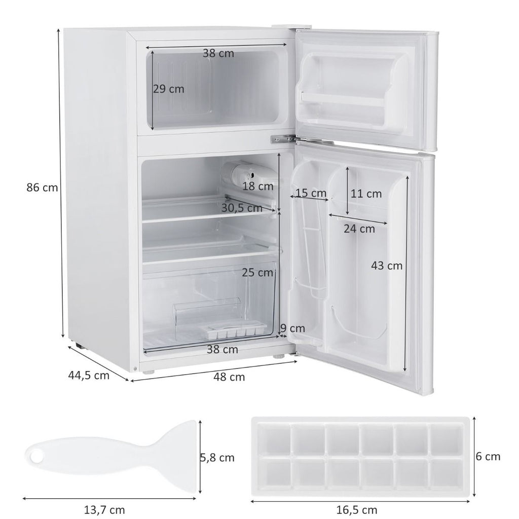 Rfrigrateur Compact Mini-rfrigrateur 90 L Conglateur Spar avec Design  2 Portes Lumire LED Grand Angle Blanc -