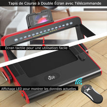 Load image into Gallery viewer, Tapis de Course Pliable 0,75HP Double Affichage LED APP et Télécommande Vitesse Motorisé 12 km/h Surface 40x100cm Rouge -
