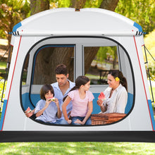 Load image into Gallery viewer, Tente de Camping pour 5 Personnes Tente D么me tanche avec Porte et Fen锚tres en Maille Sac de Transport 248x248x230cm Bleu + Blanc -