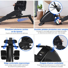 Load image into Gallery viewer, Rameur d'Appartement Pliable à Résistance 10 Niveaux Ecran Lcd Capacité 120kg Musculation Des Bras Cardio-Training Noir -