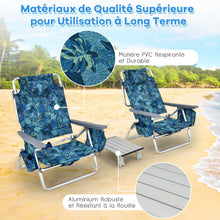 Load image into Gallery viewer, Lot de 2 Chaises de Camping Plage Pliante Table Enroulable en Aluminium Appui-tête Dossier Réglable à 5 Positions 6 Couleurs au Choix -