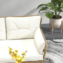 Load image into Gallery viewer, Outsunny Salon de Jardin Exterieur 4 Personnes 3 pièces avec 1 Table Basse Coussins Grand Confort Inclus résine tressée crème
