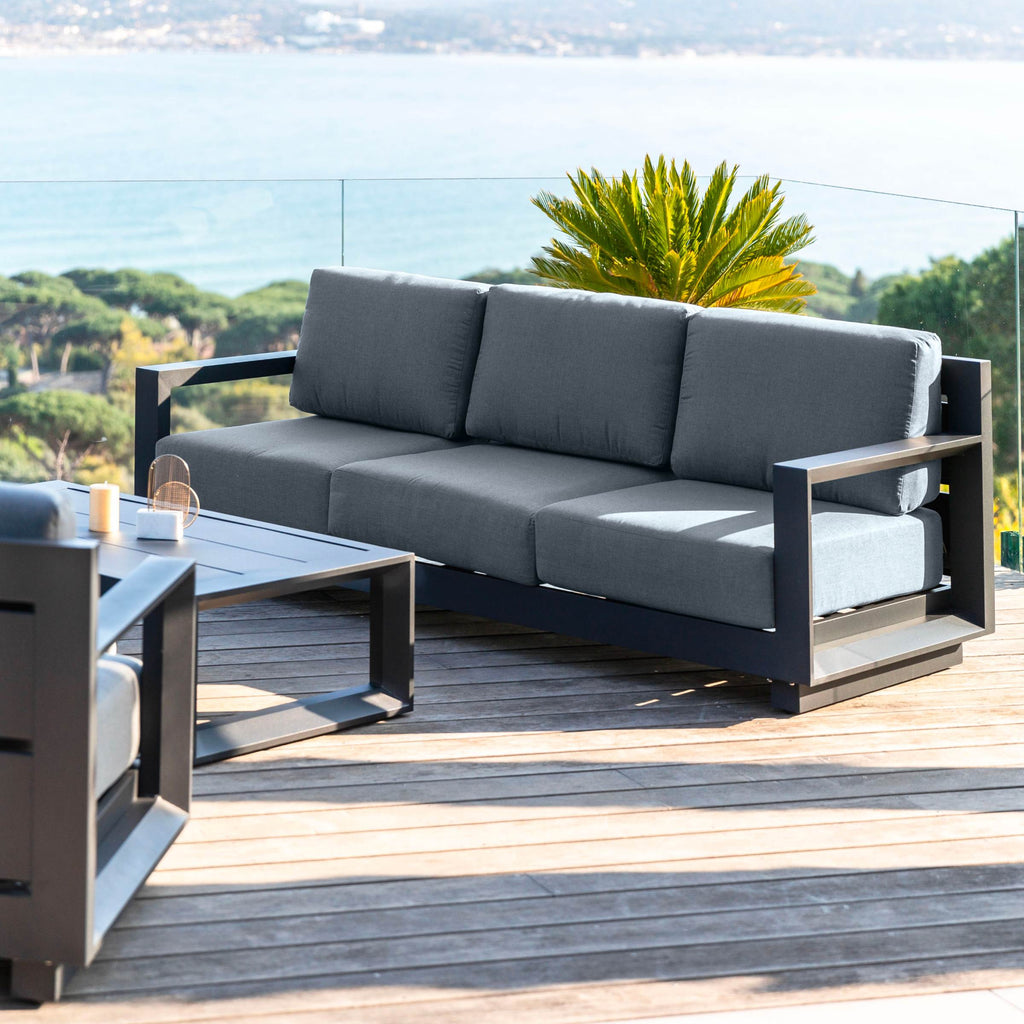 Salon de jardin aluminium 5 places 4 pcs Elba Gris anthracite - Action-sport36 -