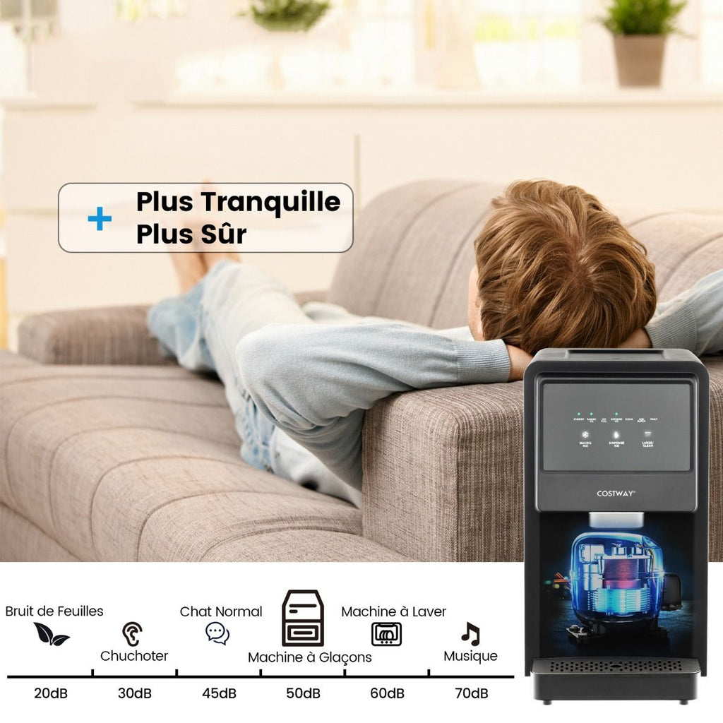 Machine à Glaçons 27kg/24h Machine à Pépites à Affichage LED de Comptoir avec Capteur Infrarouge et Autonettoyant Stockage de glace : 4 kg -