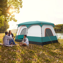Load image into Gallery viewer, Tente de Camping pour 6/8/10 Personnes avec Auvent Grande Tente Familiale avec 2 Chambres 2 Portes 2 Fenêtres en Maille Vert -