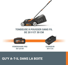 Load image into Gallery viewer, Pack Pro+ Tondeuse à Gazon 40V 460m² + Coupe-Bordures 20V + 2 Batteries 4Ah et 1 Batterie 2Ah + Chargeur Double et Chargeur Simple (Idéal pour l'Entretien du Jardin)