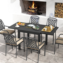 Load image into Gallery viewer, Table de Jardin Extensible en Aluminium Ajustable de 80  160 CM Table  Manger Extrieure Plateau  Lattes pour 4-6 Personnes Gris Fonc -