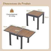 Load image into Gallery viewer, Table de Jardin Extensible en Aluminium Ajustable de 80 à 160 CM Table à Manger Extérieure Rectangulaire pour 4-6 Personnes Naturel -
