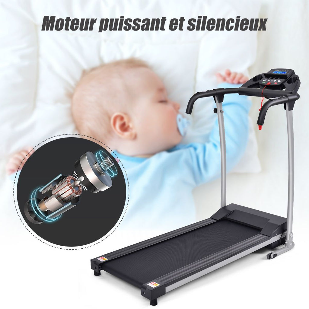 Tapis de Course lectrique Pliable avec cran et Moniteur de Frquence Cardiaque avec Vitesse de 1  10 km/h et 12 Programmes Noir -