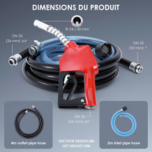 Load image into Gallery viewer, Pompe à diesel 230 V 550 W auto-amorçante - Stations essence mobiles 60/min - Avec tuyaux et pistolet de distribution - Pour voitures camions citernes etc.