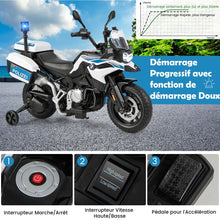Load image into Gallery viewer, Moto Électrique 12V/7AH pour Enfants 6km/h Modèle Policier avec Klaxon Musique Sirène Phares pour 3-8 Ans -