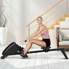 Load image into Gallery viewer, Rameur d'Appartement Pliable à Résistance 10 Niveaux Ecran Lcd Capacité 120kg Musculation Des Bras Cardio-Training Noir -