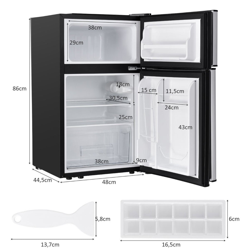 Réfrigérateur Compact Mini-réfrigérateur 90 L Congélateur Séparé avec Design à 2 Portes Fonctionnement Silencieux Blanc/Gris/Noir -