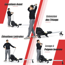 Load image into Gallery viewer, Rameur Magnétique Résistanceà 8 Niveaux Pliable 2 Roues Flexibles Rail Coulissant en Aluminium Ecran LCD Support d'Appareil -