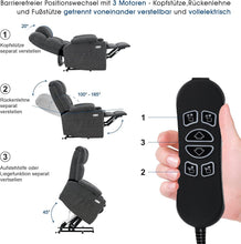 Load image into Gallery viewer, MCombo 7546 Fauteuil de Relaxation électrique avec 3 Moteurs réglables séparément