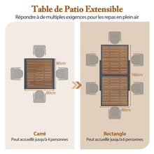 Load image into Gallery viewer, Table de Jardin Extensible en Aluminium Ajustable de 80 à 160 CM Table à Manger Extérieure Rectangulaire pour 4-6 Personnes Naturel -