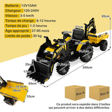 Load image into Gallery viewer, Tracteur Electrique 12 V pour Enfants 3-5 km/h Tlcommande MP3 USB Vert/Jaune -