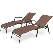Load image into Gallery viewer, Lot de 2 Chaises longues avec Dossier Rglable Tissu Respirant Structure Robuste en Acier Charge Max 150KG -