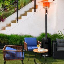 Load image into Gallery viewer, Parasol Chauffage Extérieur à Gaz 13KW Réflecteur 82cm avec Dispositif de Anti-basculement Tube 2 Roues Fluide 220cm Noir -