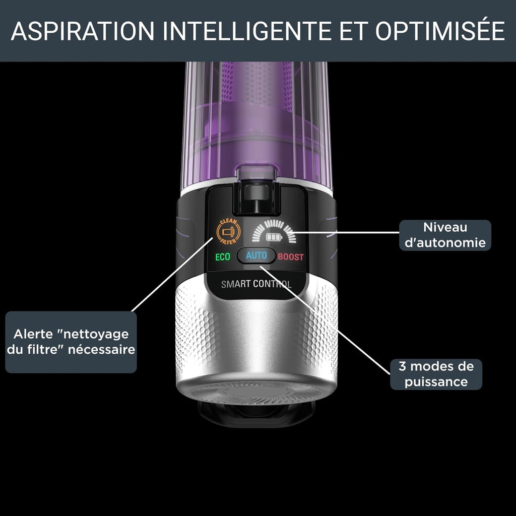 Rowenta X-Force Flex 9.60 Allergie Aspirateur balai sans fil,Filtration Anti-Allergènes,Puissant 100AW,Ultra Léger,Autonomie 45min RH2038WO,Noir / Violet