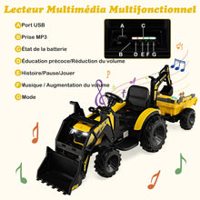 Load image into Gallery viewer, Tracteur Electrique 12 V pour Enfants 3-5 km/h Télécommande MP3 USB Vert/Jaune -