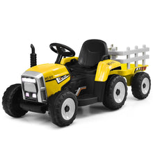 Load image into Gallery viewer, Tracteur Electrique avec Remorque pour Enfants 3 Vitesses Lumires LED Fonctions o USB et Bluetooth Jaune/Rose/Rouge/Vert/Vert Fonc/Noir -