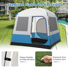 Load image into Gallery viewer, Tente de Camping pour 5 Personnes Tente Dôme Étanche avec Porte et Fenêtres en Maille Sac de Transport 248x248x230cm Bleu + Blanc -