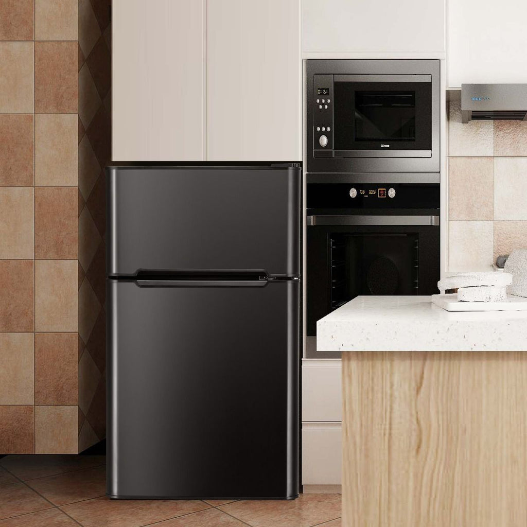 Réfrigérateur Compact Mini-réfrigérateur 90 L Congélateur Séparé avec Design à 2 Portes Fonctionnement Silencieux Blanc/Gris/Noir -