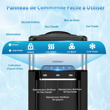 Load image into Gallery viewer, Machine à Glaçons 3 en 1 avec Distributeur d'Eau Froide/Chaude 20 kg en 24h Cube de Glace 6-13 min pour Maison Bureau Bar -
