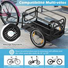 Load image into Gallery viewer, Remorque de Vélo avec Cadre Pliable Charge 55 kg Chariot pour Vélo avec Housse en Tissu Oxford Roues à Air de 40 cm Réflecteurs Bleu -
