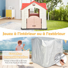 Load image into Gallery viewer, Maison Chef House -Thme Burger Bar - Table de Pique Nique Cabane de Jardin Anti-UV en Plastique 164x124x132 cm Bleu/Rose/Jaune -