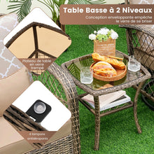 Load image into Gallery viewer, Salon de Jardin Extrieur 3PCS - 2 en Fauteuils  Bascule Pivotant  360掳Rotin PE Cadre Mtal our Terrasse Balcon -