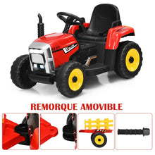 Load image into Gallery viewer, Tracteur Electrique avec Remorque pour Enfants 3 Vitesses Lumières LED Fonctions o USB et Bluetooth Jaune/Rose/Rouge/Vert/Vert Foncé/Noir -