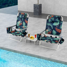 Load image into Gallery viewer, Lot de 2 Chaises de Camping Plage Pliante Table Enroulable en Aluminium Appui-tête Dossier Réglable à 5 Positions 6 Couleurs au Choix -