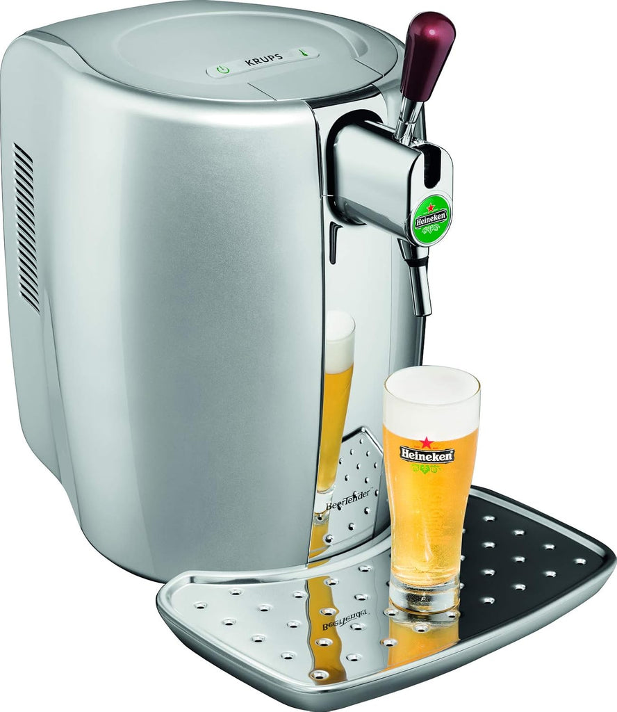 Krups BeerTender Silver et chrome Machine à bière Pression pour la maison Tireuse à bière Pompe à bière Coffret 2 verres YY2931FD