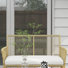 Load image into Gallery viewer, Outsunny Salon de Jardin extérieur 4 pièces canapé 2 Places + 2 fauteuils + 1 Table Basse Plateau Verre trempé Noir 3 Coussins d'assise - métal et résine tressée - Beige