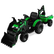 Load image into Gallery viewer, Tracteur Electrique 12 V pour Enfants 3-5 km/h Tlcommande MP3 USB Vert/Jaune -